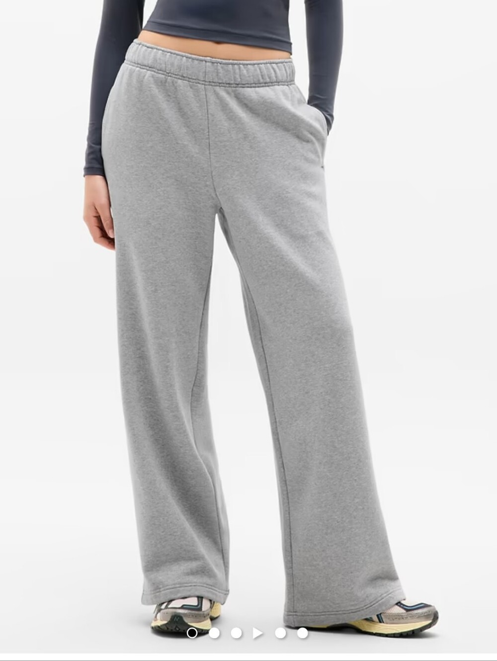 Athleta Forever Fleece Wide Leg Sweatpants Gray Medium Tall MT